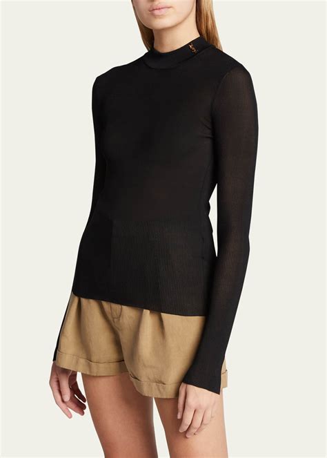 ribbed sweater in silk ysl|Saint Laurent Ribbed Silk Sweater w/ YSL Monogram .